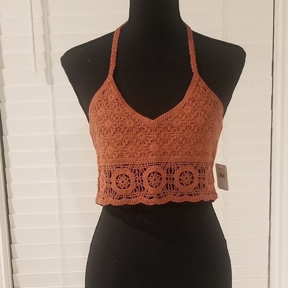 Crochet halter top. Rust in color